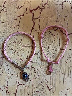 Pink Braided Hamsa Charm Bracelet & Ralph Lauren Polo charm for Women